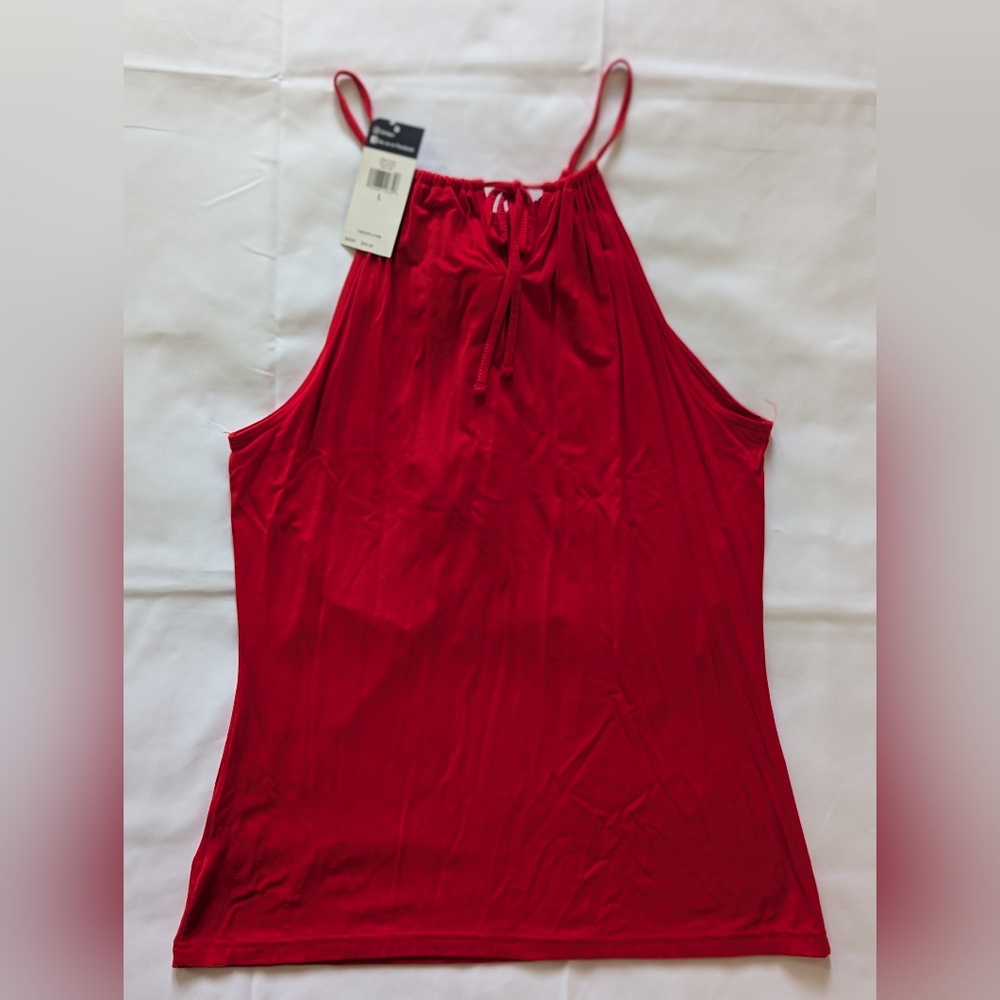 NWT Chaps RED Ruffle Halter Top - Picture 4 of 8